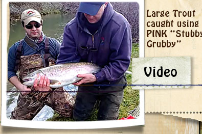 VIDEO - A nice Rainbow Trout caught using DARK PINK "Stubby Grubby"....