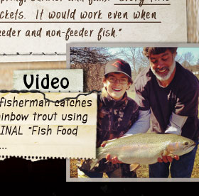 VIDEO - A nice Rainbow Trout caught with ORIGINAL "Fish Food Pellets" by a young fisherman...