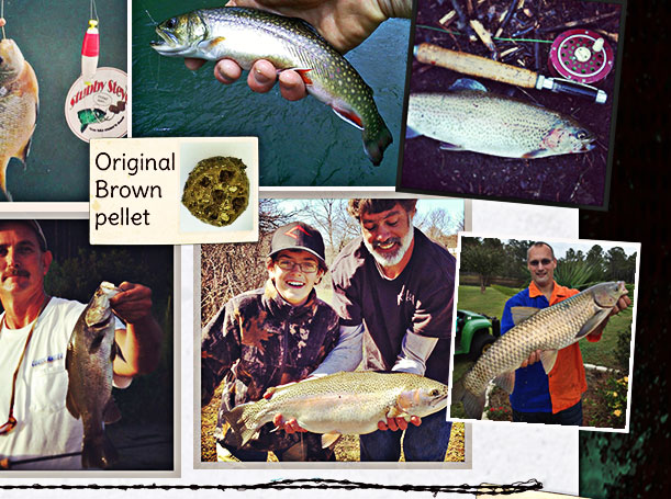 See photos of our Stubby Steve's Fish Food pellets, Chubbys, Crawfish and  worms catching many species of fish!
